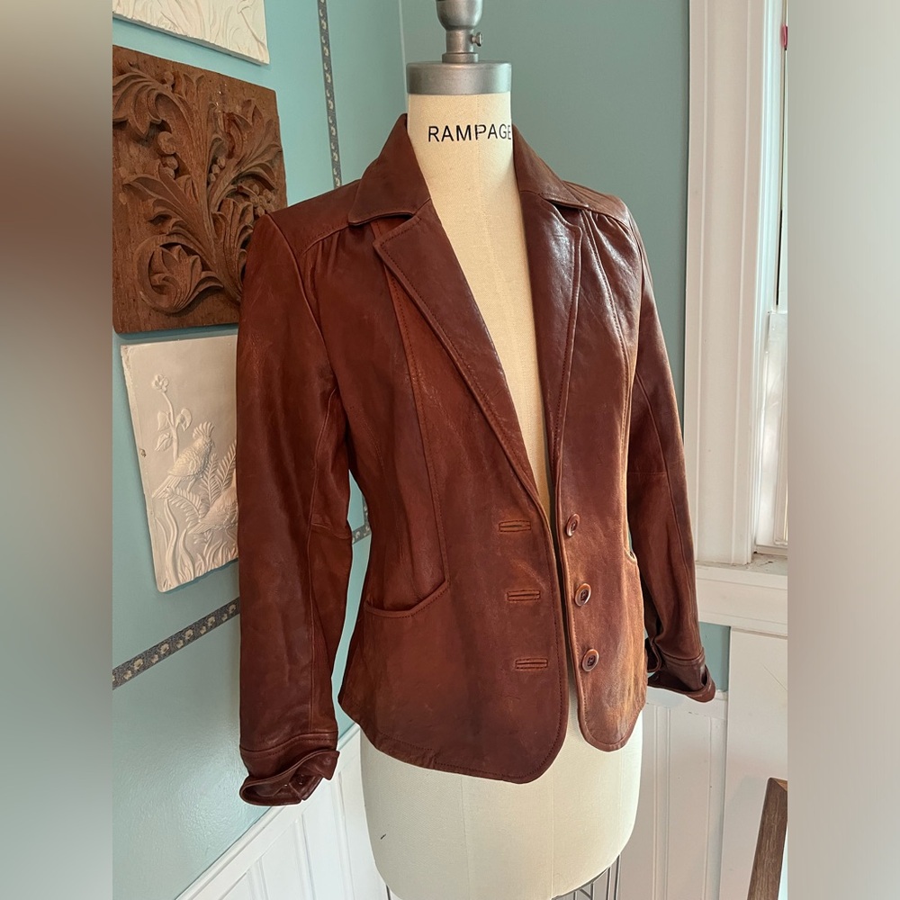 Brown leather blazer